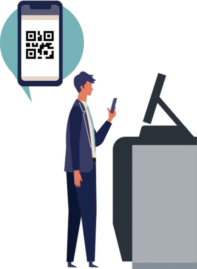 在酒店的专用终端机上扫描二维码，自助登记就完成了。